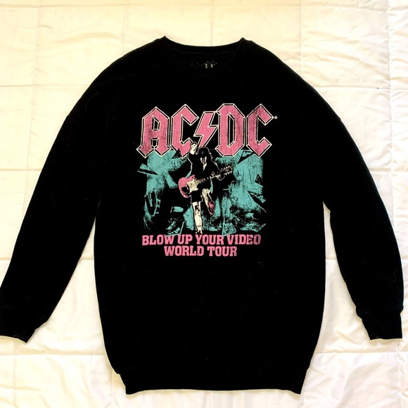 Sweaters | Black Oversized Acdc Sweatshirt Perfect For Leggings And ...